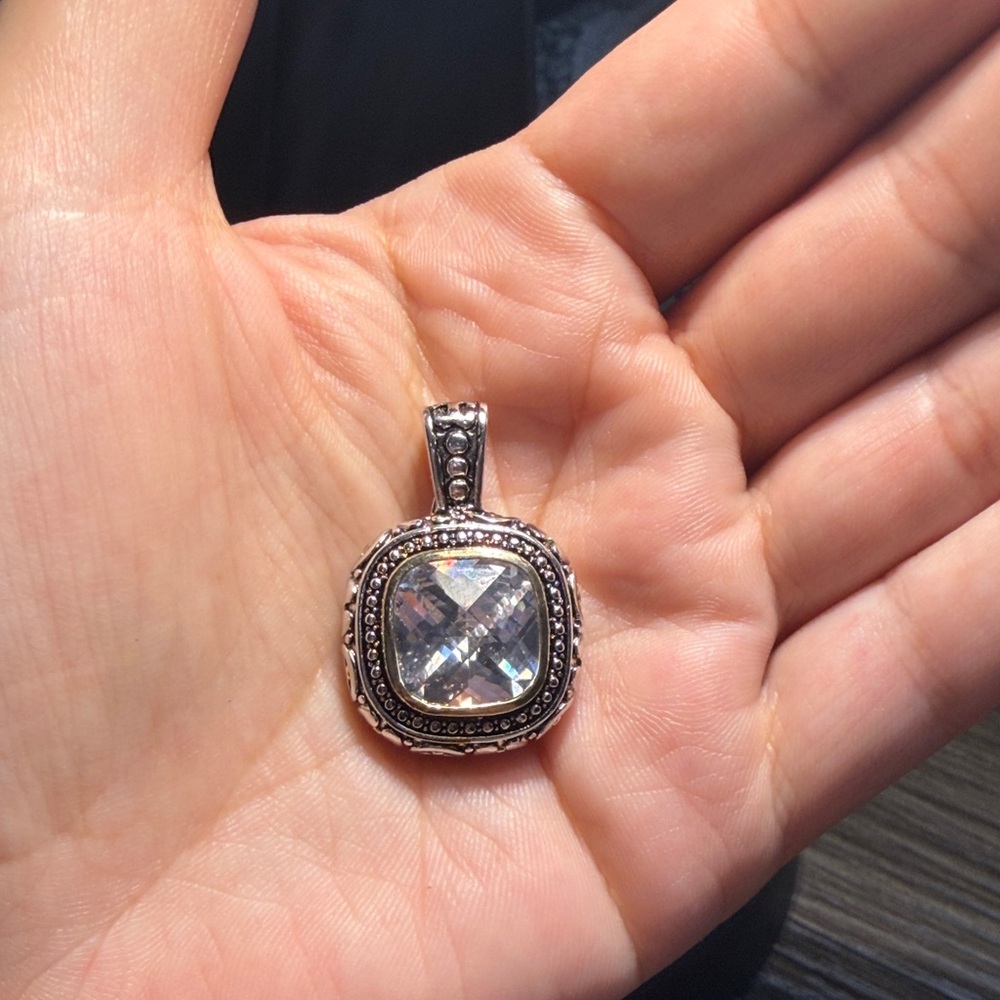 Crystal Cushion Pendant Necklace - Clear Silver-Tone Women’s Jewelry